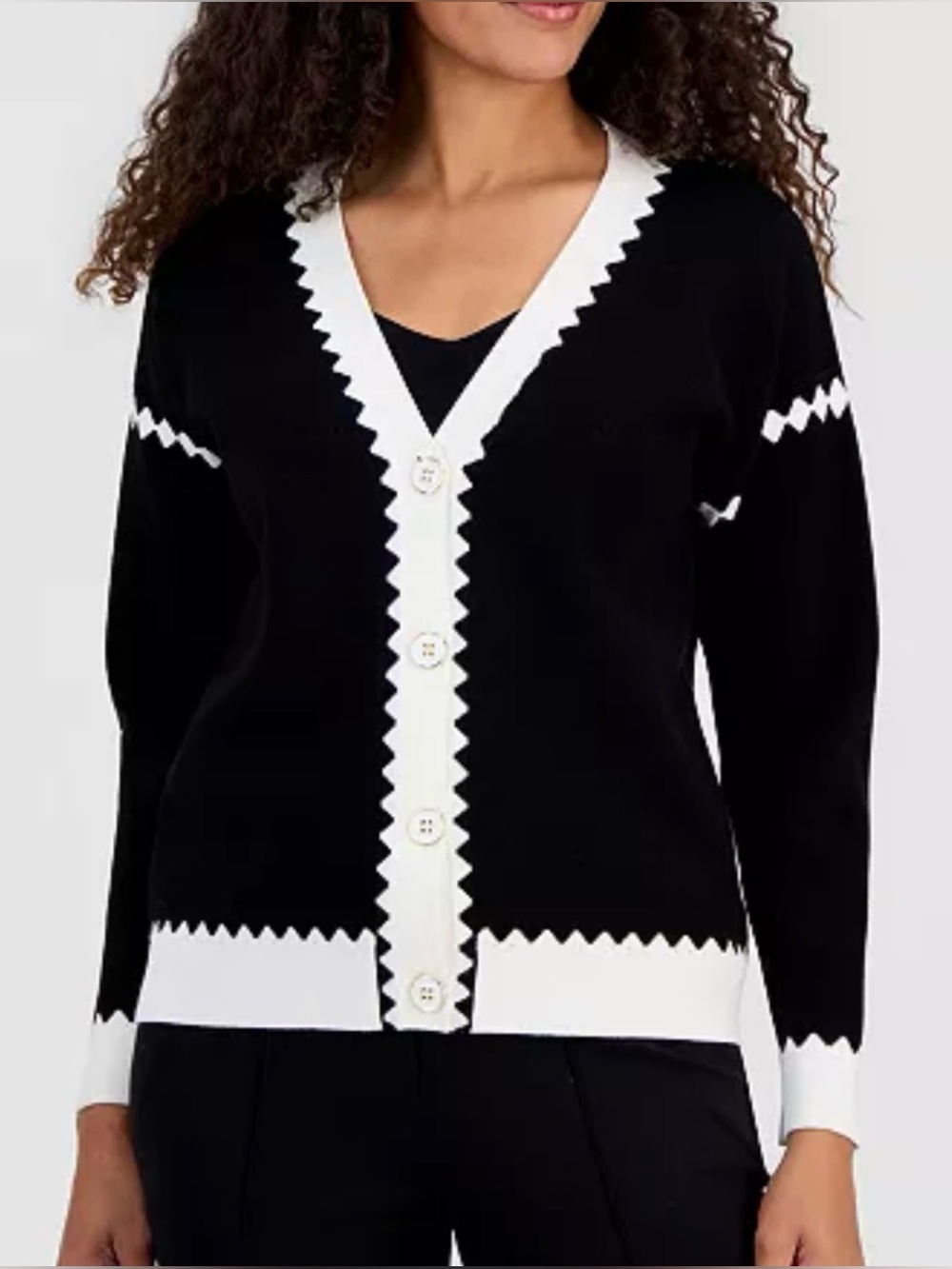 🩶T TAHARI COLORBLOCKED WOMEN’S V-NECK BUTTON CARDIGAN - NWT🩶